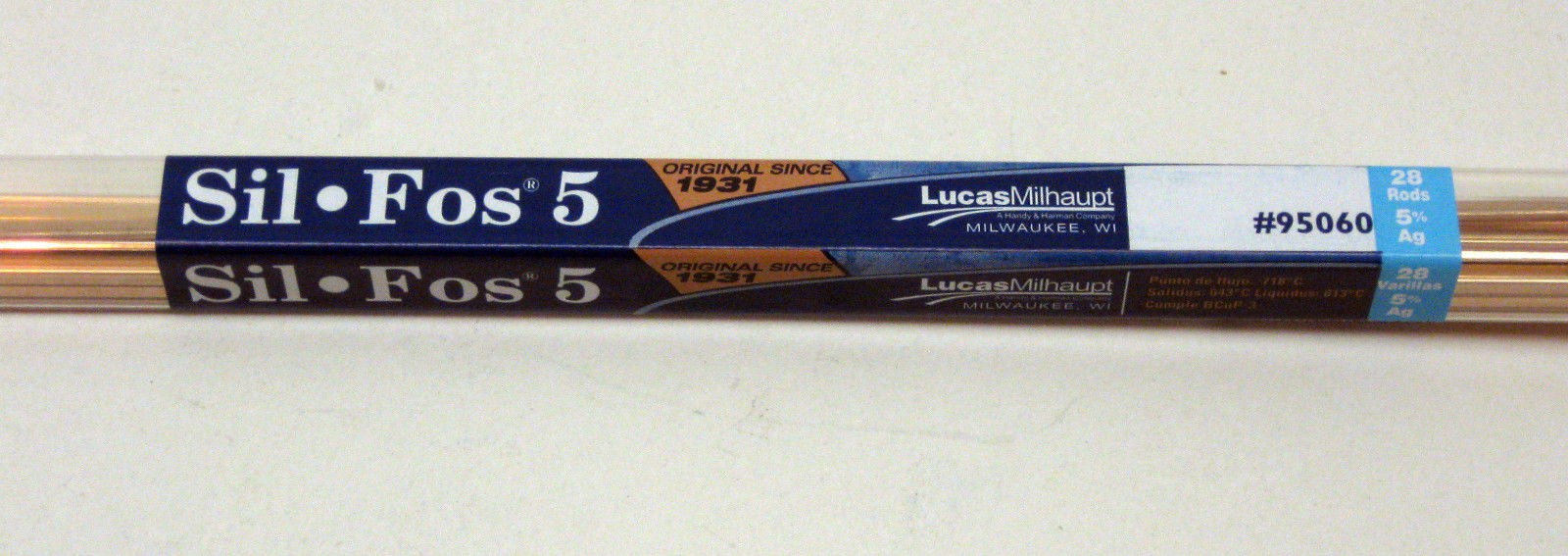 95060 Lucas Milhaupt Sil Fos Silvaloy 5% Silver 28 Rods 1 Pound Solder