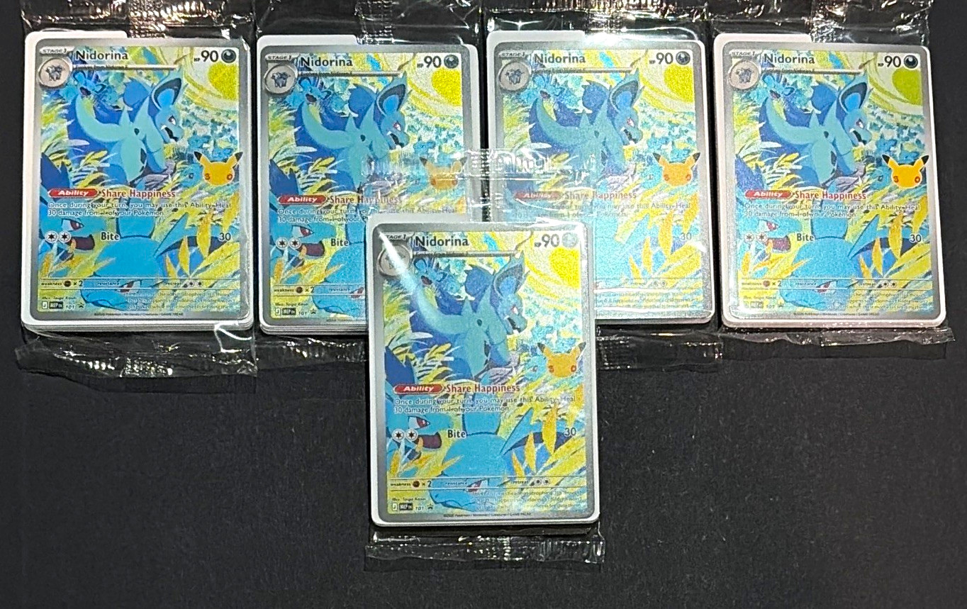 OFFER Pokemon 30th Anniversary SEALED nidorina Lot of 5 promos NM