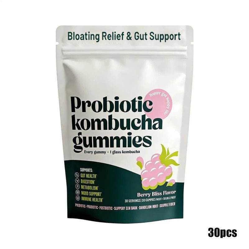 1-5 Bag Probiotic Kombucha Gummy - Prebiotics, Fiber Supplement USA Shipping