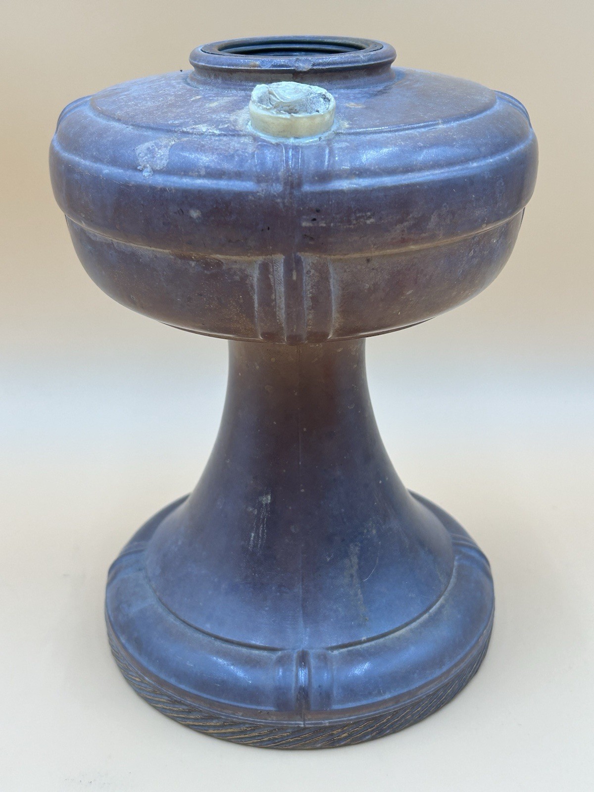 Antique Kerosene Oil Lamp Base Glass Patented 1939 Ambrose D. Olds Inventor