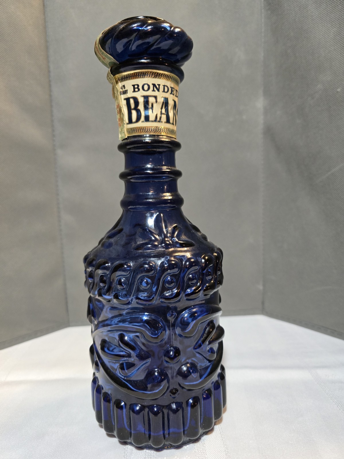 Vintage 1973 Jim Beam Decanter w/Labels Dark Blue Vintage 1973 Jim Beam Decanter w/Labels Dark Blue