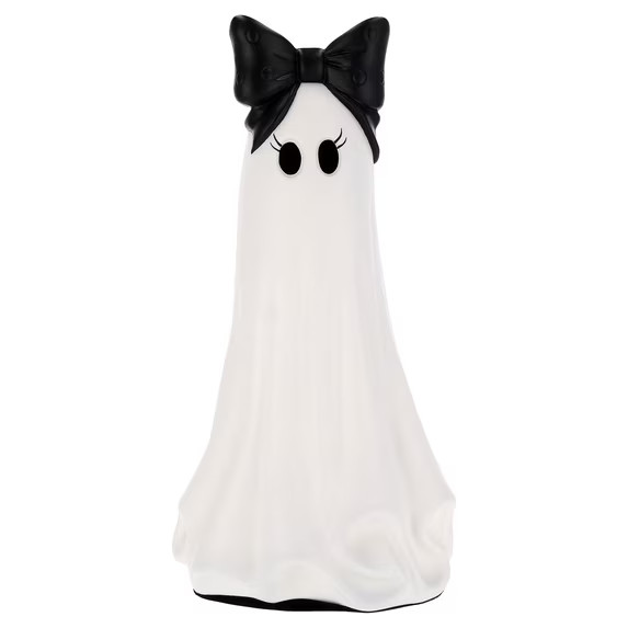 My Texas House Halloween Large Ghost with Bow Decoration, Black and White, 20\
