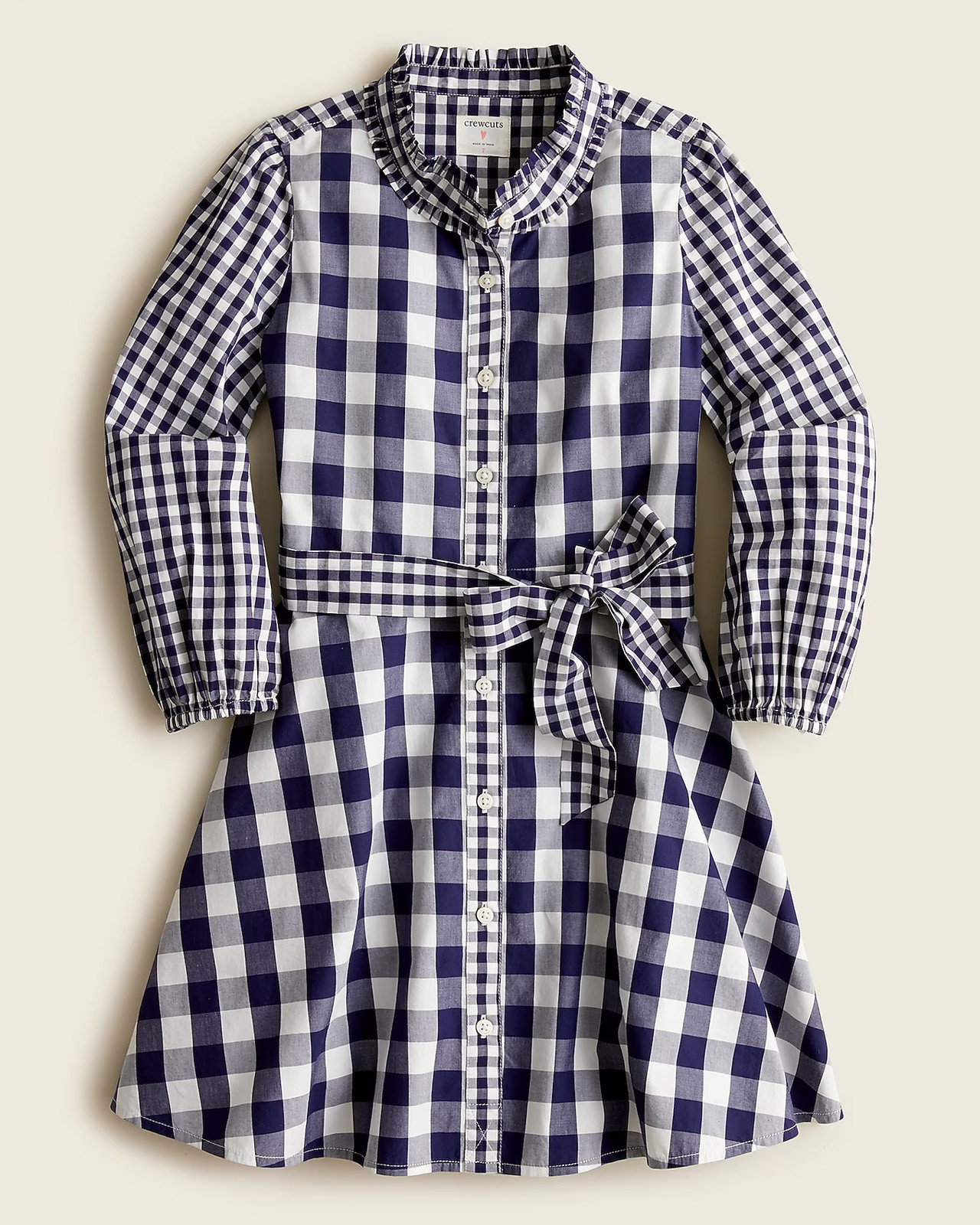 NWT J. Crew Crewcuts Girls\' puff-sleeve shirt-dress indigo mixed gingham sz 7 NWT J. Crew Crewcuts Girls\' puff-sleeve shirt-dress indigo mixed gingham sz 7