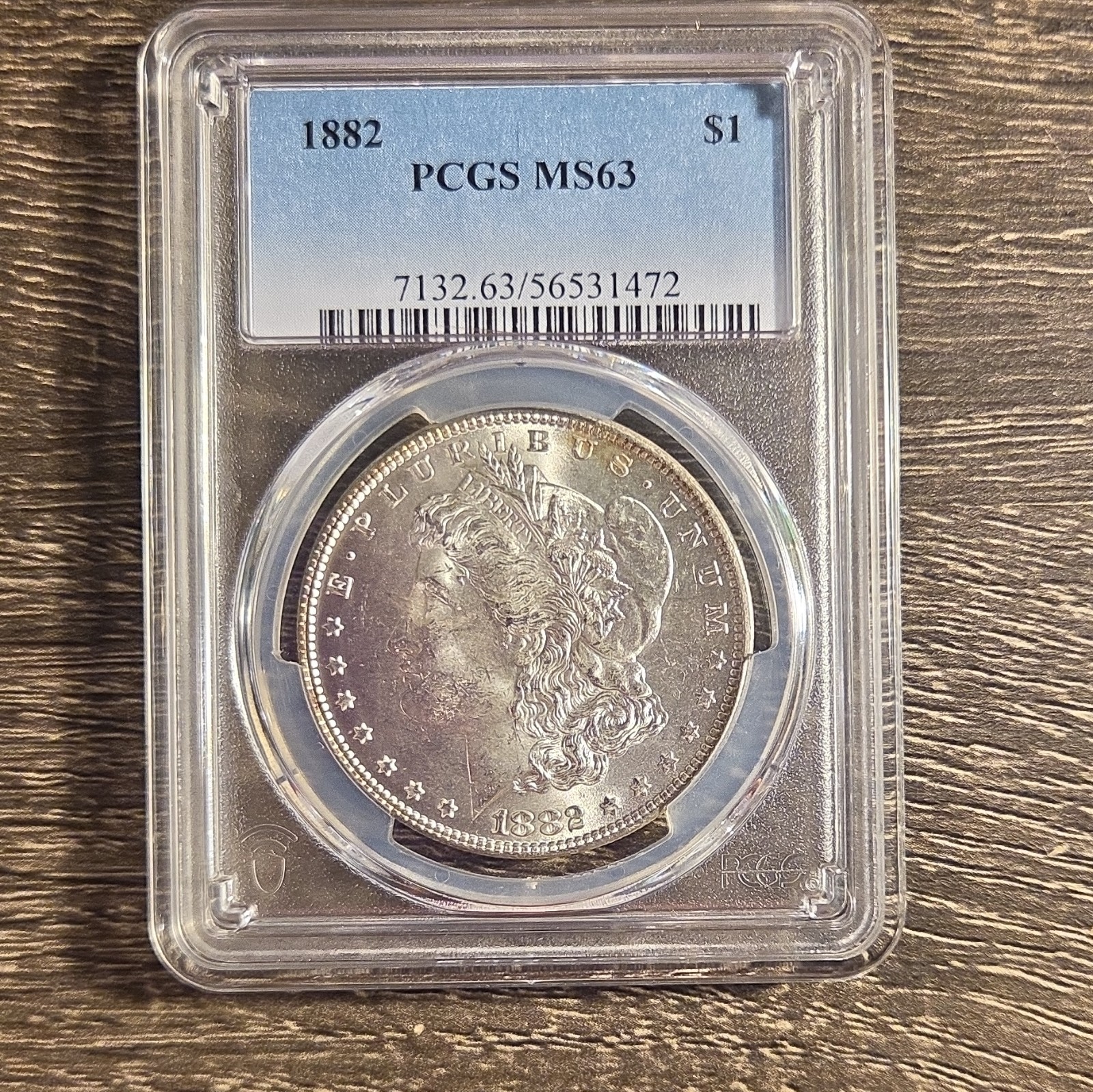 1882 Philadelphia $1 Morgan Silver Dollar, PCGS MS 63, Business Strike