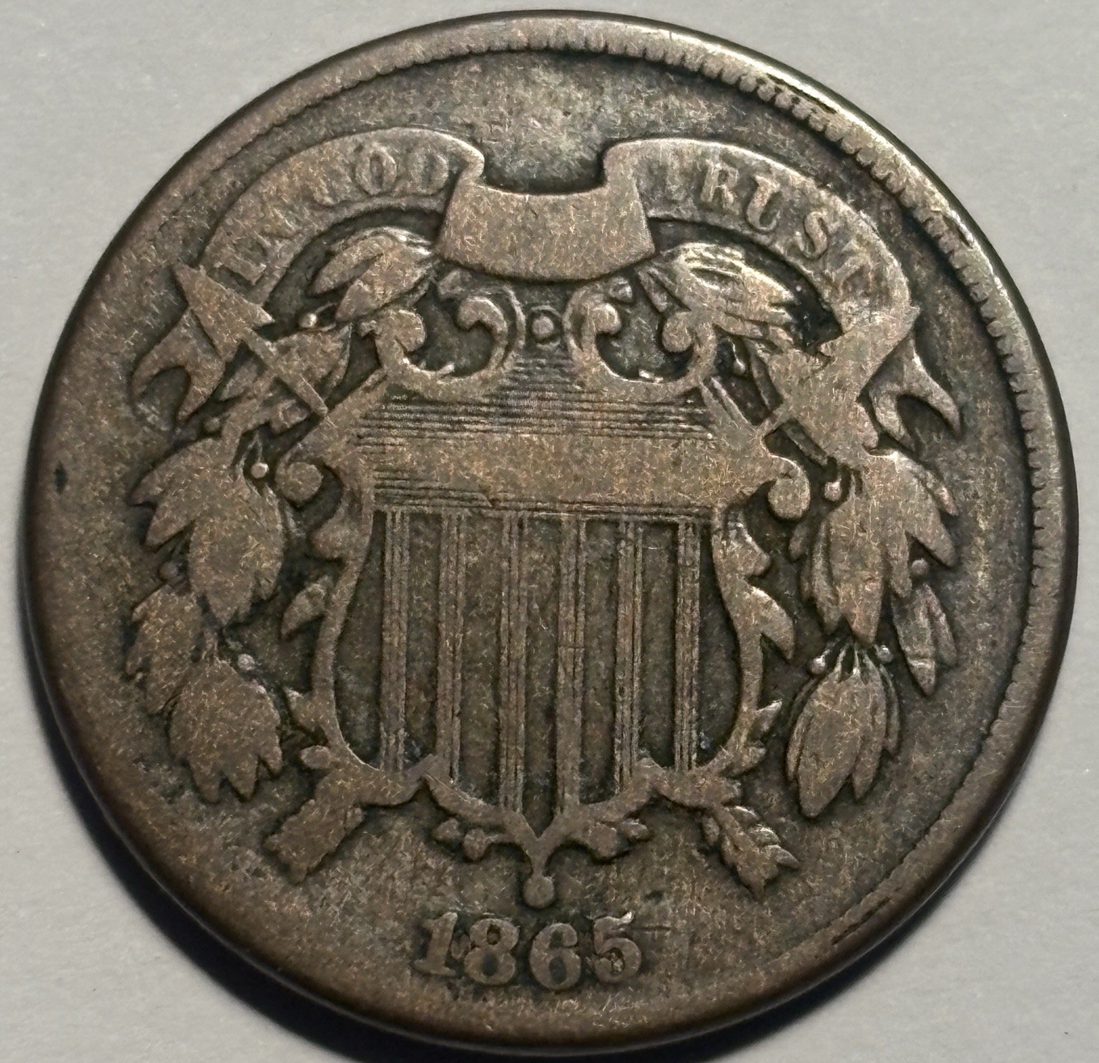 1865 Two Cent Piece — Circulated Original Surfaces🔥 Exact Coin 