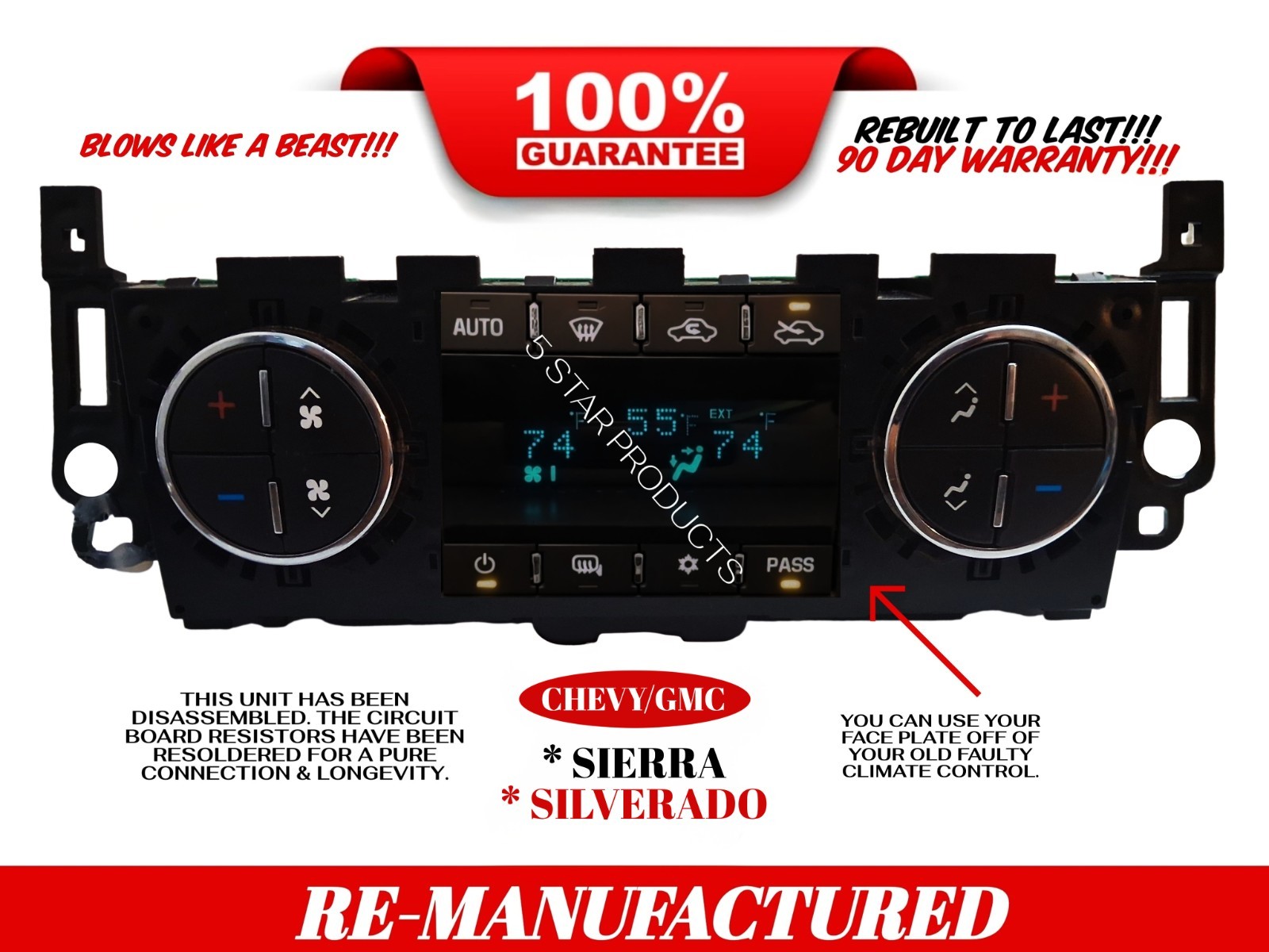 2012-2014 Chevrolet GMC Sierra Silverado A/C Heater Temperature Climate Control