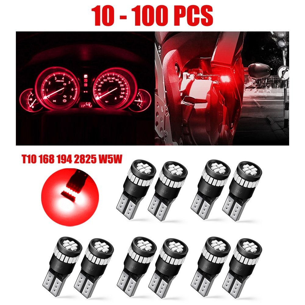 10-100X T10 SMD LED Inner Dome Map Light Bulb Red 2835 921 194 192 168 24SMD W5W 10-100X T10 SMD LED Inner Dome Map Light Bulb Red 2835 921 194 192 168 24SMD W5W