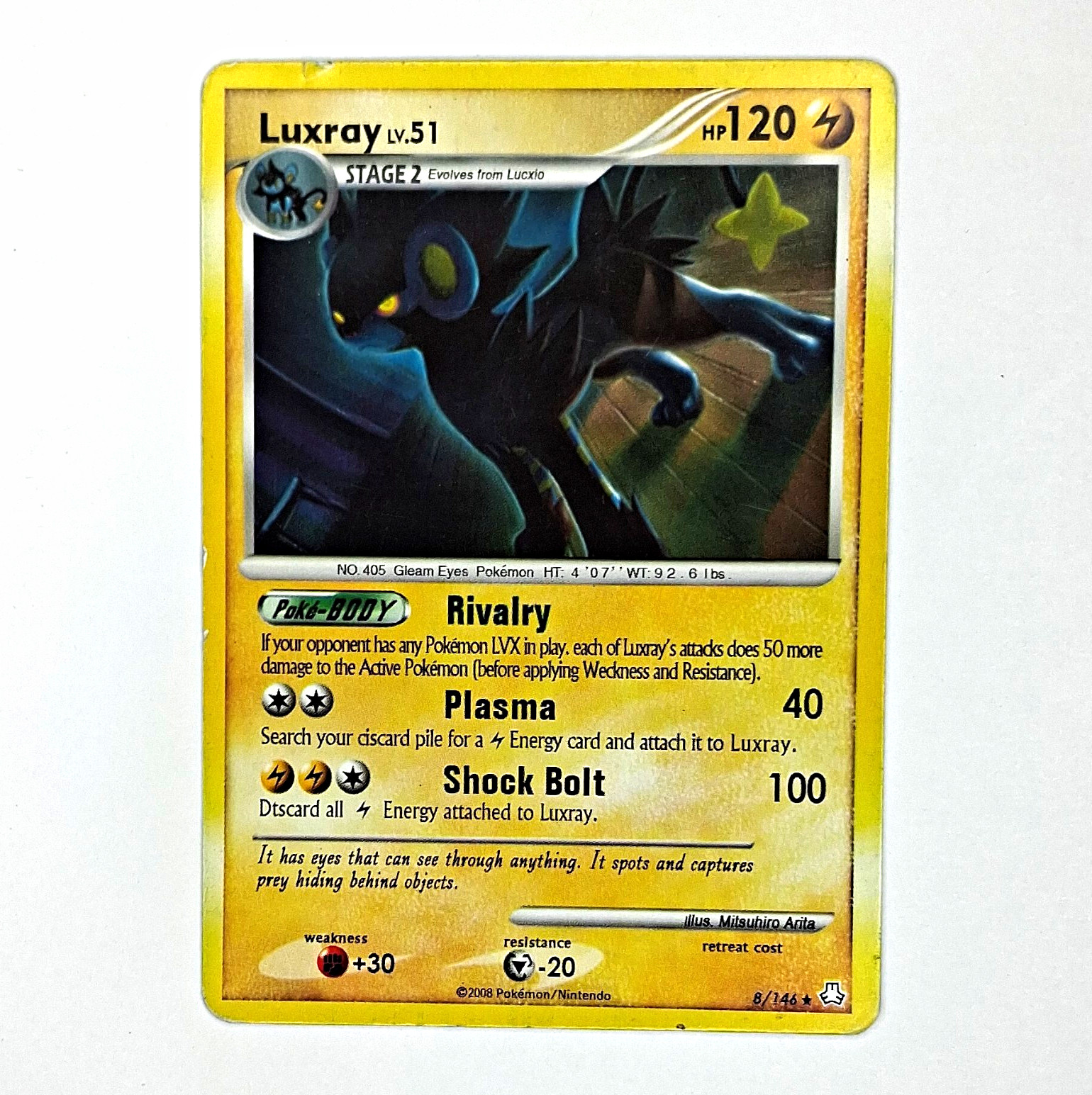 Nintendo Luxray 8/146 Legends Awakened Holo Rare 120 HP ENG 2008 Nintendo Luxray 8/146 Legends Awakened Holo Rare 120 HP ENG 2008