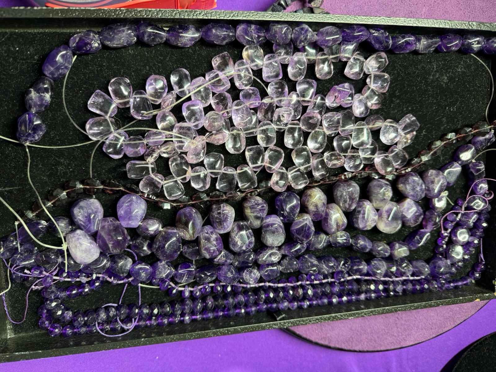 Lot of  Huge Amethyst Bead ls Strands & Blue Gold Goldstone Beads  650 grams
