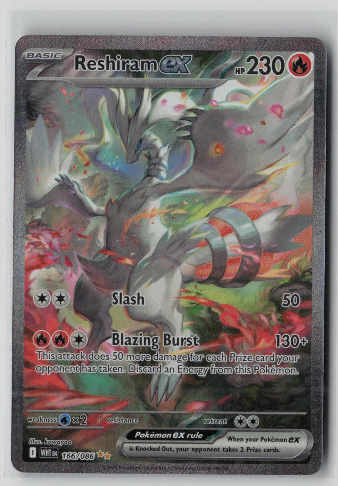 Reshiram ex 166/086 Holo Special Illustration Rare White Flare Near Mint CR34 Reshiram ex 166/086 Holo Special Illustration Rare White Flare Near Mint CR34