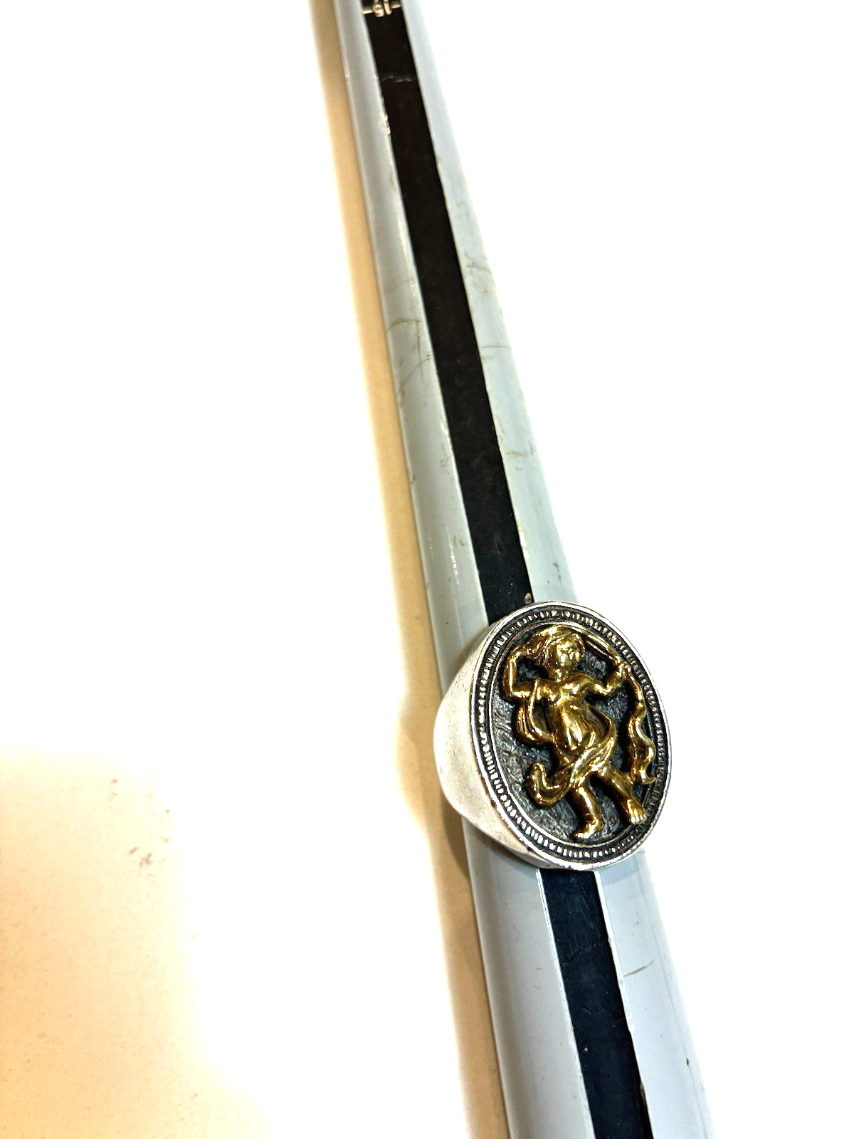 VINTAGE STERLING SILVER  MEN'S RING UNIQUE FIGURAL HEAVY