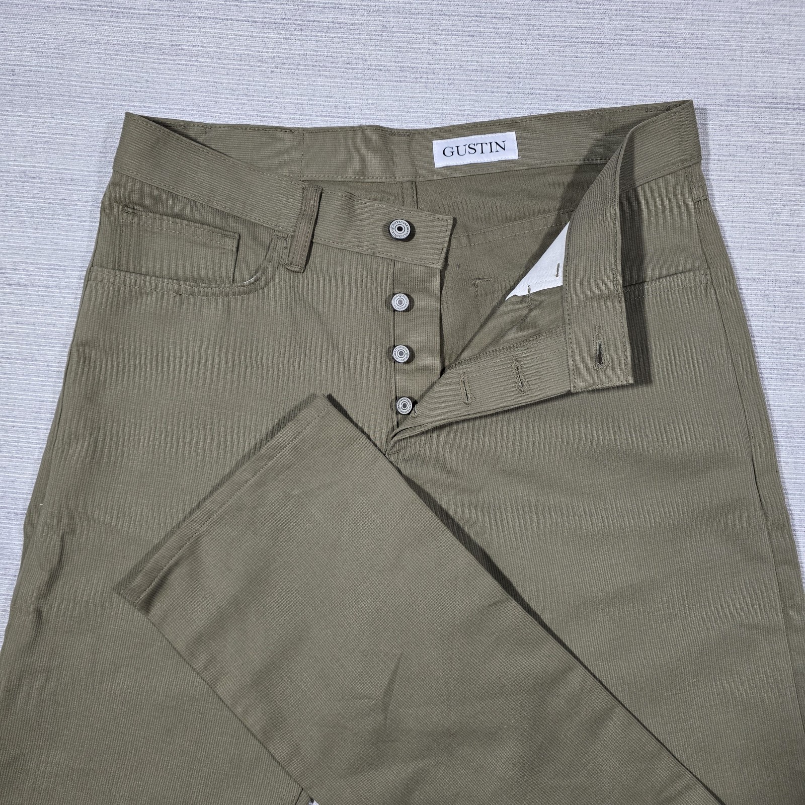 Gustin Straight Leg Button Fly Pants Mens 35 (Fits 33) Green Bedford Cord READ 