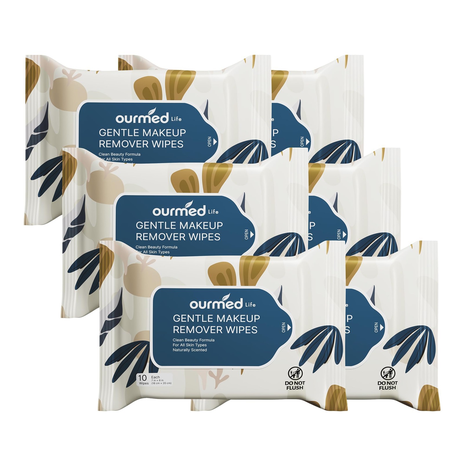 Ourmed Life Rose Water Hydrating Makeup Remover Wipes, 10 Count (Pack of 6) Ourmed Life Rose Water Hydrating Makeup Remover Wipes, 10 Count (Pack of 6)