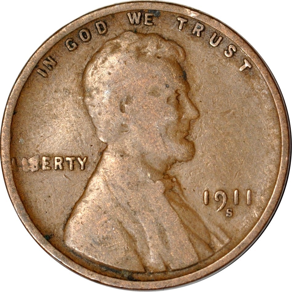 1911-S 1C Lincoln Wheat Cent Fine K19494