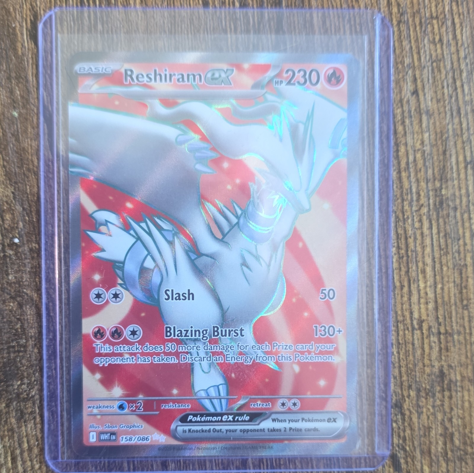 Reshiram ex holo 158/086 Sv white flare holo near mint