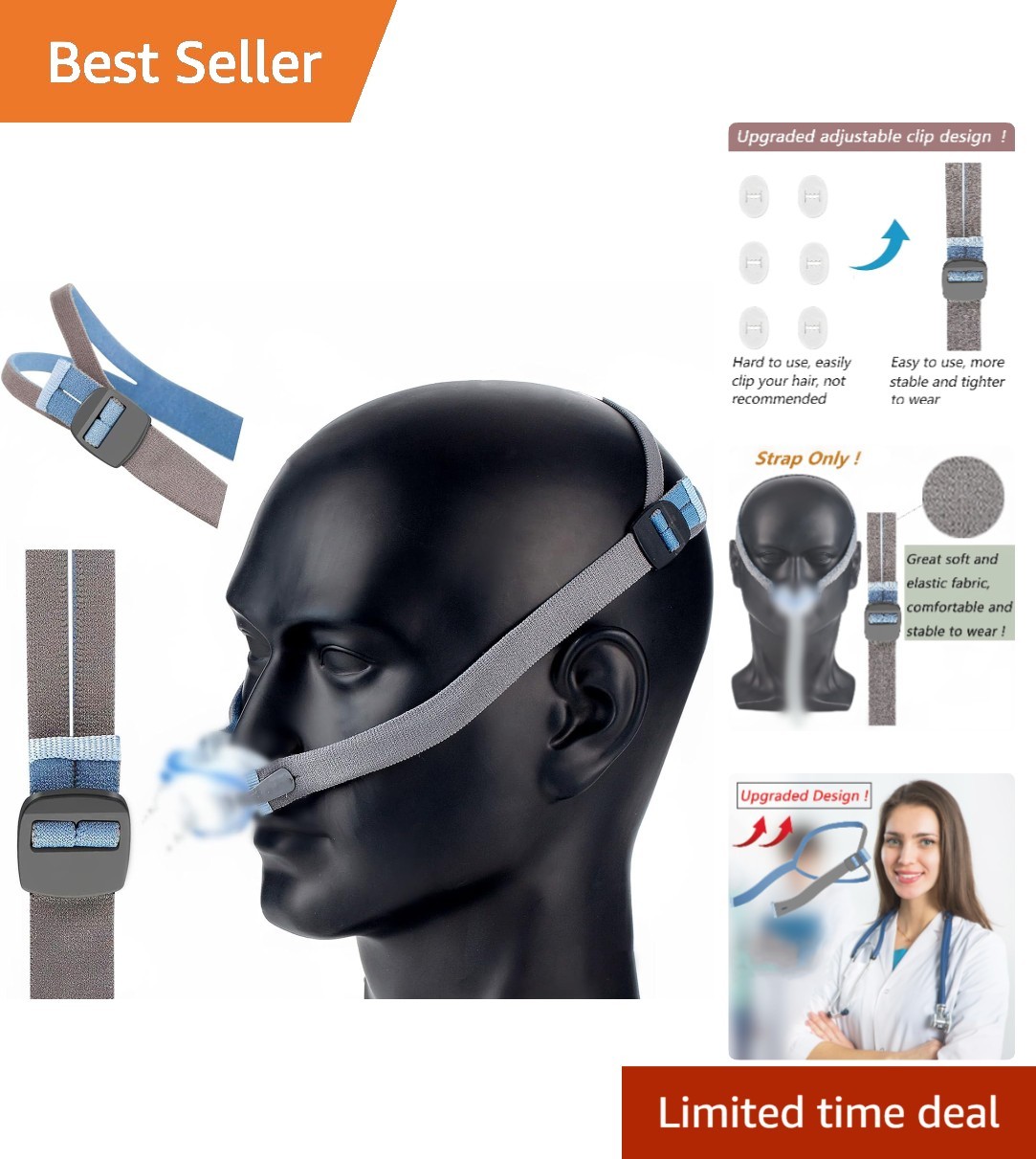 Adjustable Replacement Headgear Strap for Airfit P10/N30 Sleep Masks