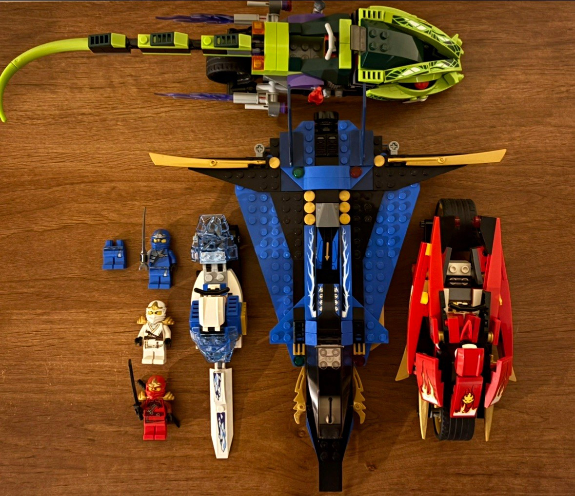 LEGO NINJAGO LOT: KAI’S BLADE CYCLE (9441) + JAY’S STORM FIGHTER (9442) + (9447)