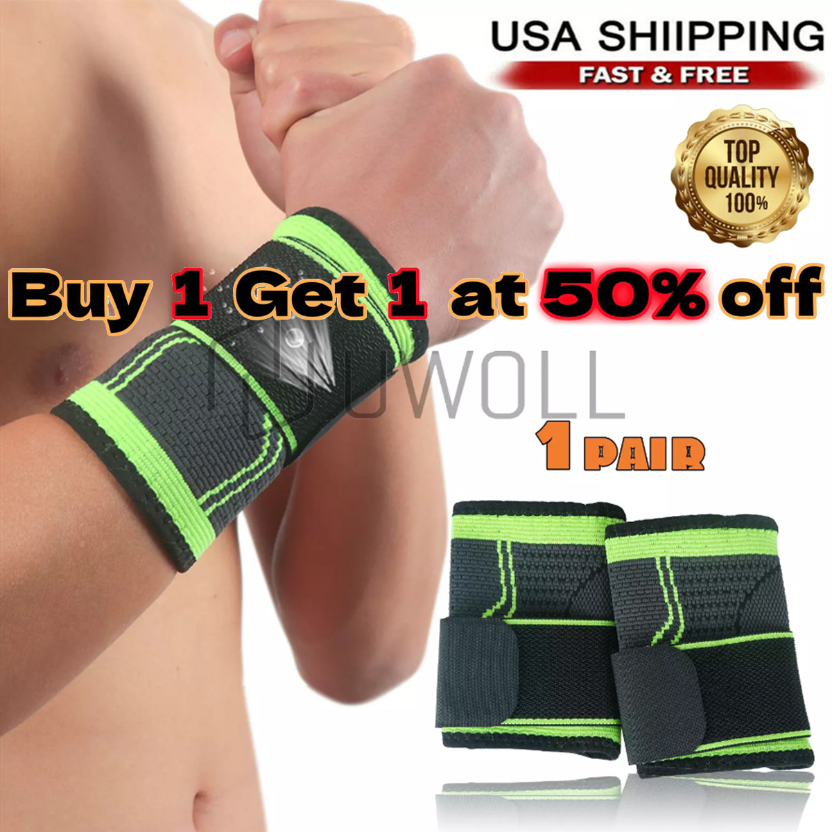 Wrist Brace Sports Band Wrap Adjustable Support Gym Strap Carpal Tunnel Bandage