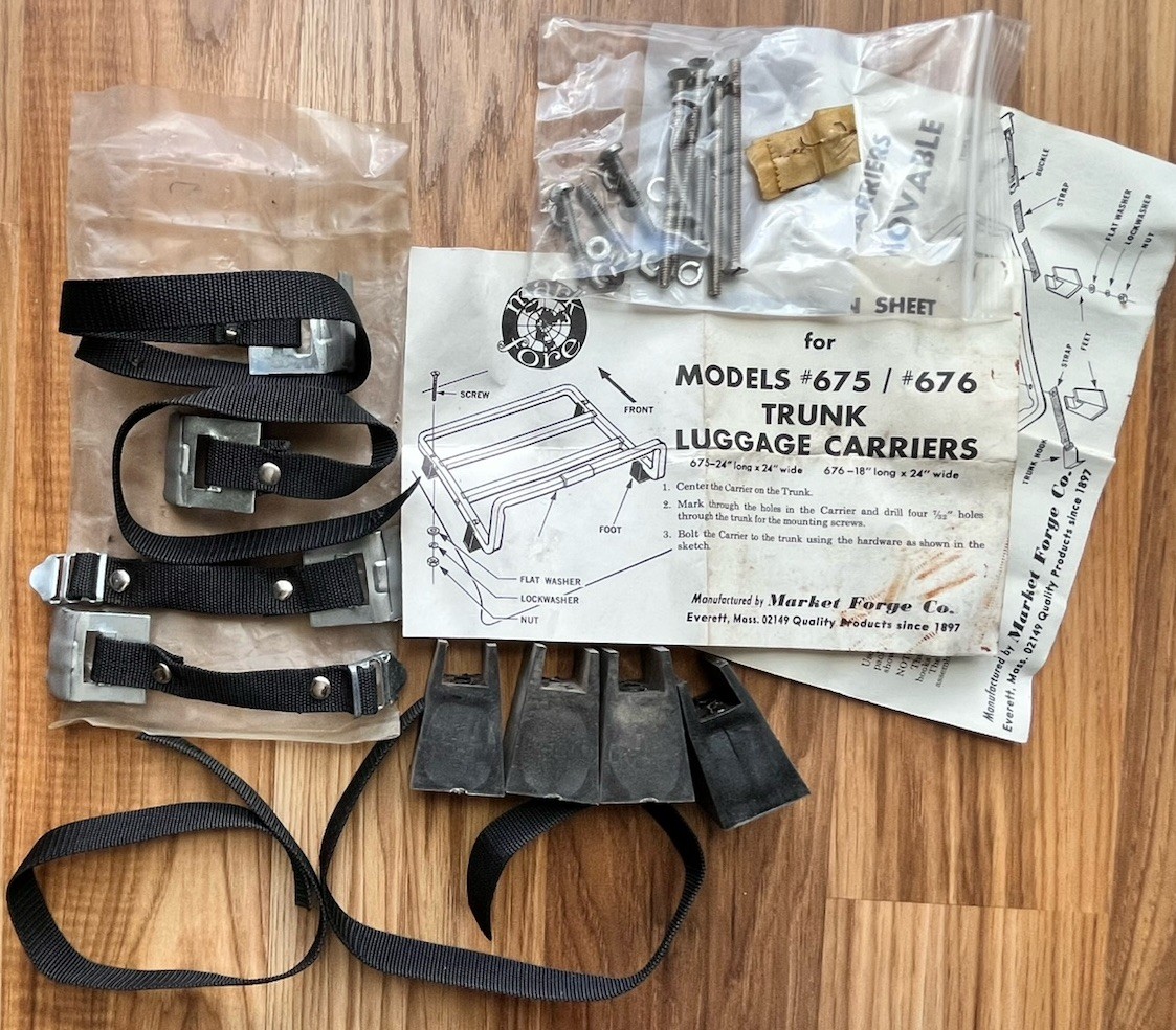 vintage mark fore models 675/676 trunk luggage carriers mounting kit only