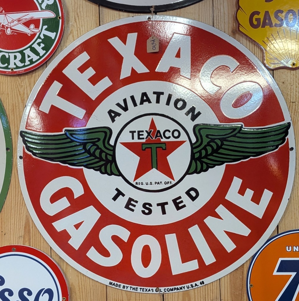 Texaco Gasoline Porcelain Advertising Sign Roughly 30 In