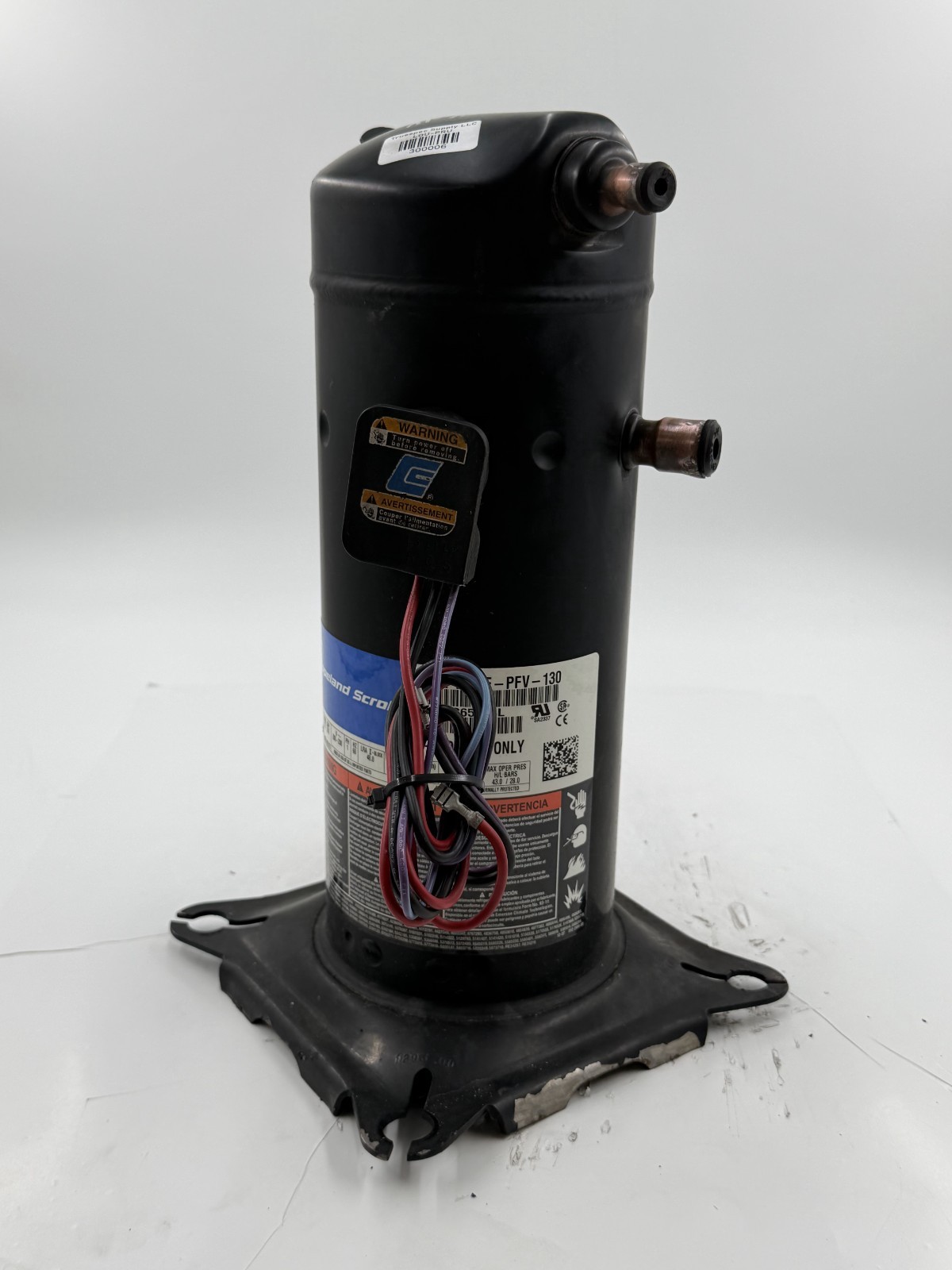 Copeland ZP16K5E-PFV-130 Scroll Compressor 3-Ton 208-230VAC 1PH 36000 BTU R-410A
