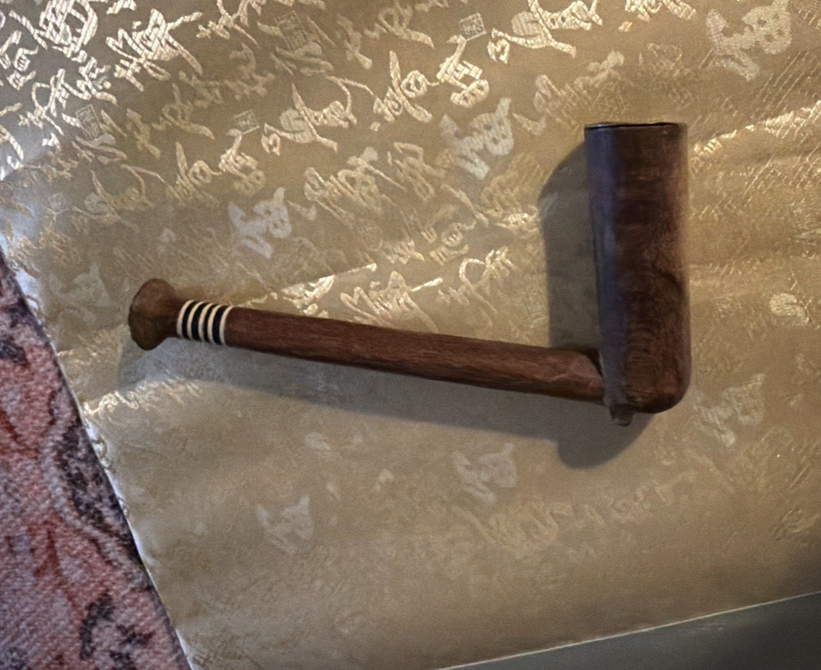 Xhosa South Africa Antique Wood Pipe Tribal Art early 20th Century inlaid Xhosa South Africa Antique Wood Pipe Tribal Art early 20th Century inlaid