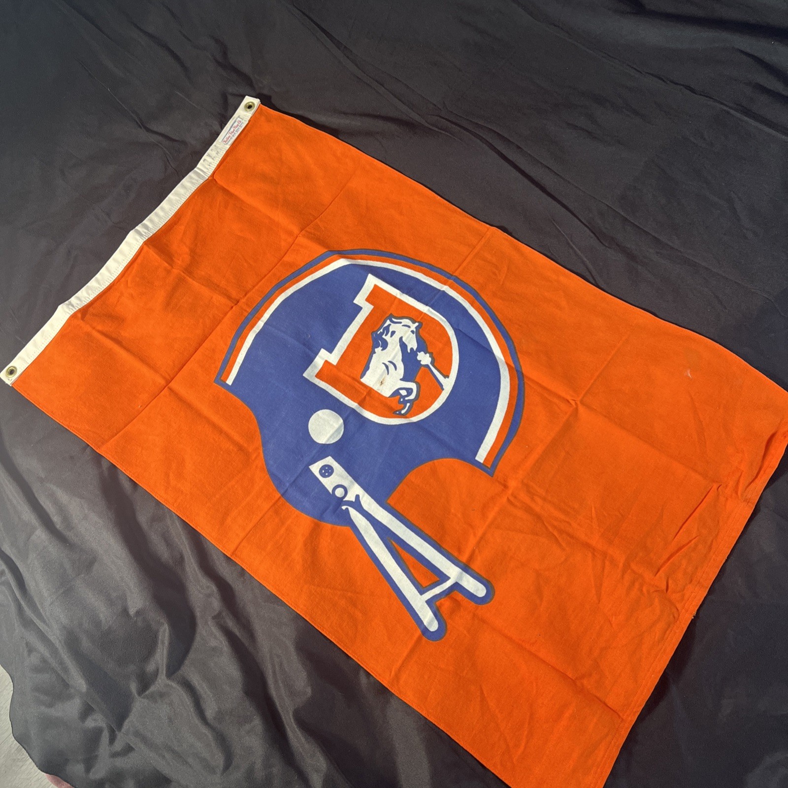 Valley Forge Flag 1970s Denver Broncos NFL Football 35x21 Cotton Bunting RARE
