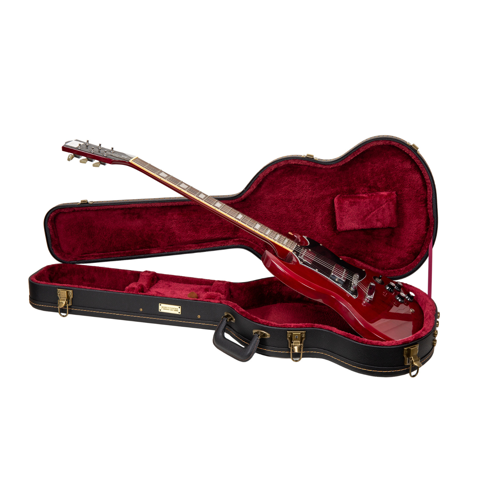 Crossrock Wooden Case-Fits SG Electric Guitars-Vintage Hardware, -Black