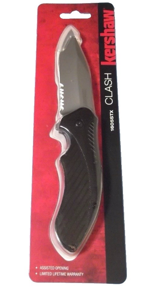 Kershaw 1605ST CLASH Black part serrate assisted linelock knife 4 3/8