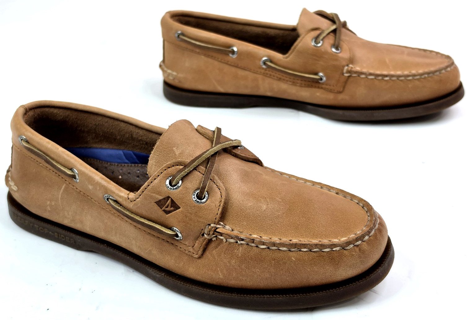 Sperry Authentic Original 2 Eye Boat Shoes Mens 9M Brown Leather 360 Lace - NEW