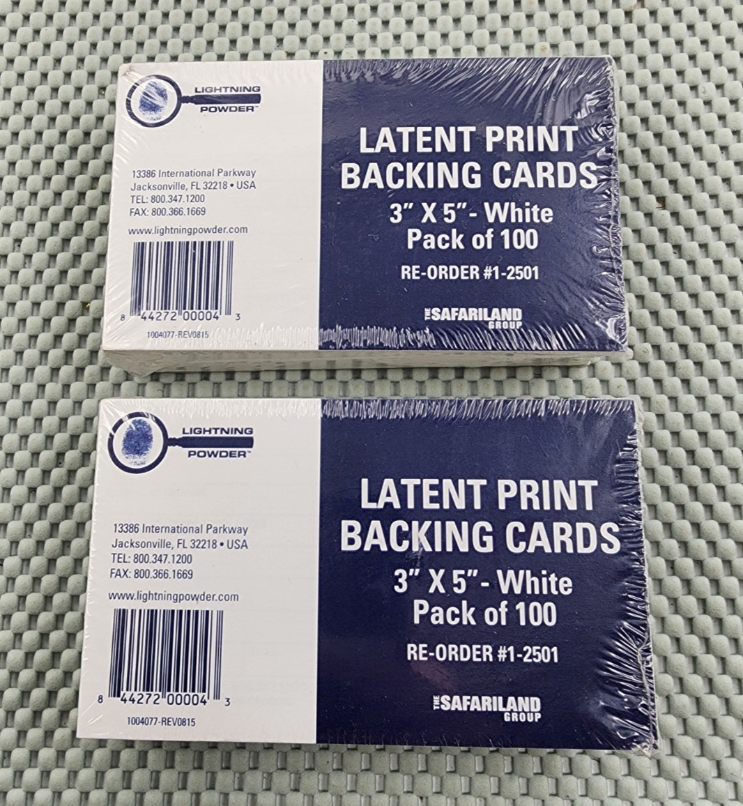 LIGHTNING POWDER FORENSICS SOURCE #1-2501 LATENT PRINT BACKING CARDS (200 CARDS) LIGHTNING POWDER FORENSICS SOURCE #1-2501 LATENT PRINT BACKING CARDS (200 CARDS)