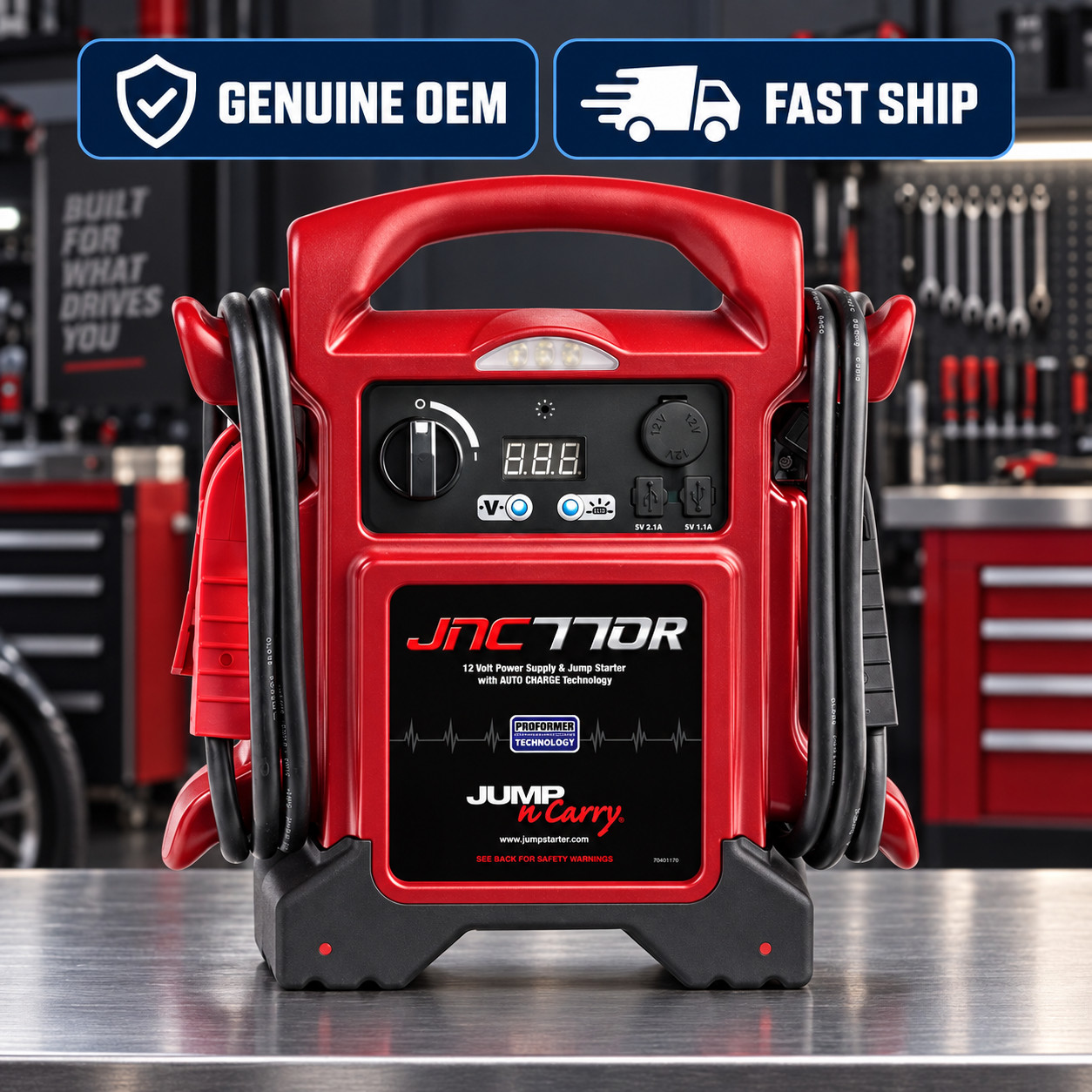 Jump-N-Carry JNC770R 1700 Peak Amp 12 Volt Jump Starter and Power Supply