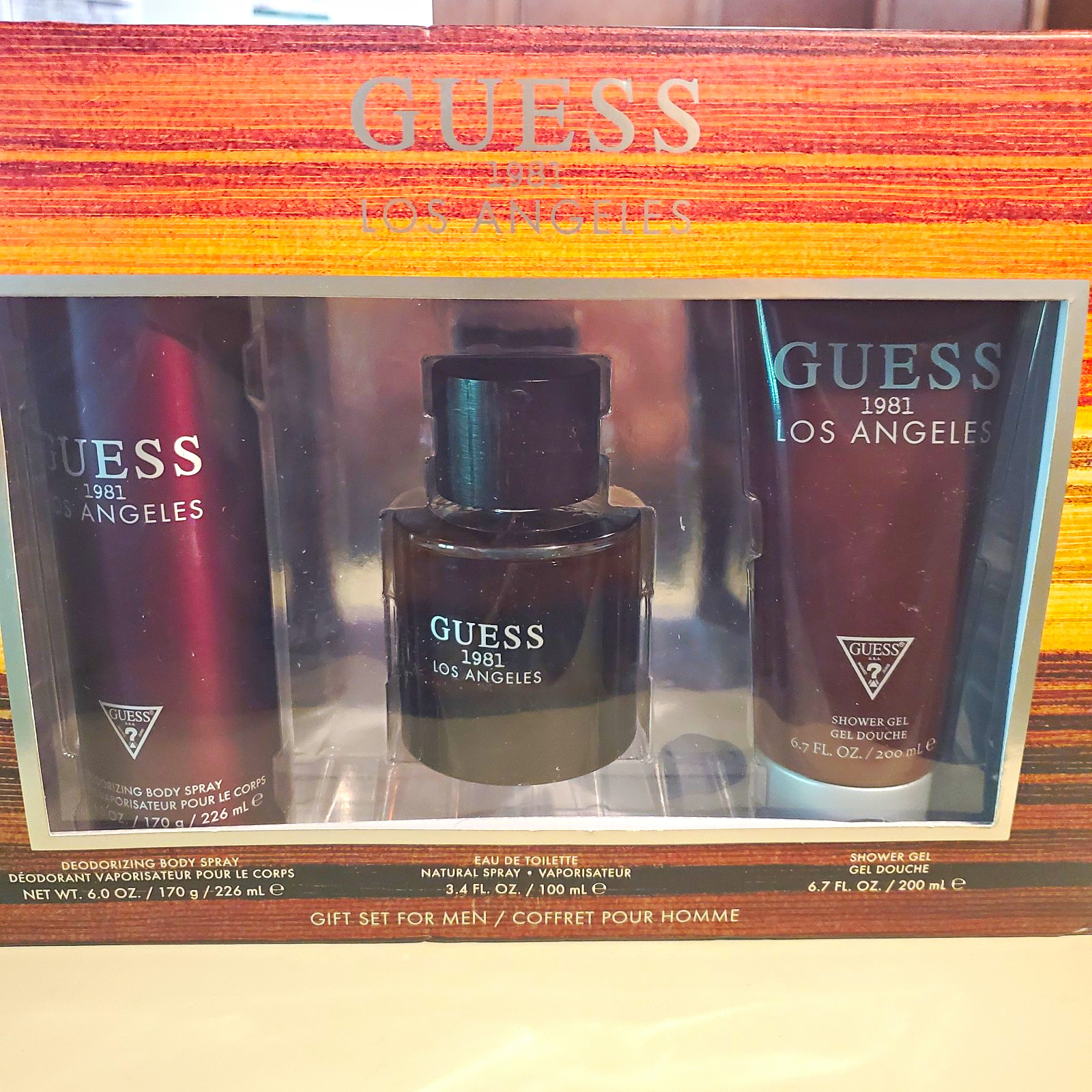GUESS Los Angeles Men\'s 3-Piece Gift Set 3.4 oz EDT Spray + Body Spray