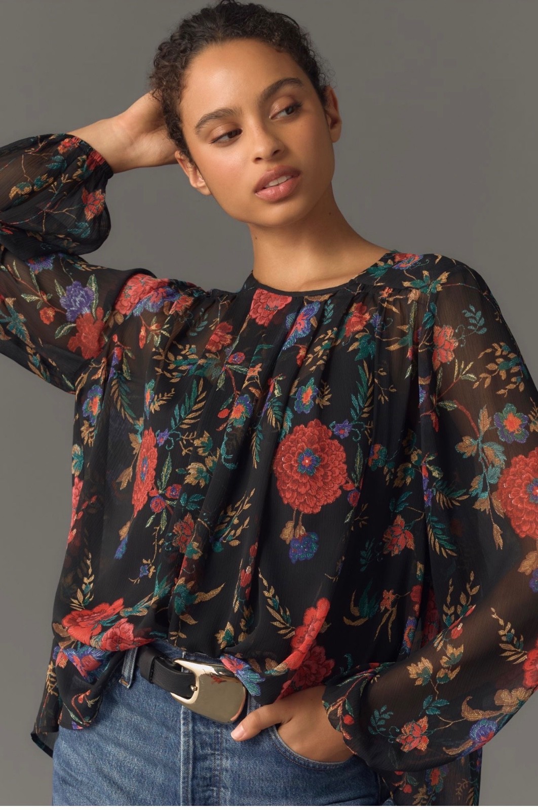 Maeve Anthropologie Long-Sleeve Pleated Peasant Blouse Maeve Anthropologie Long-Sleeve Pleated Peasant Blouse