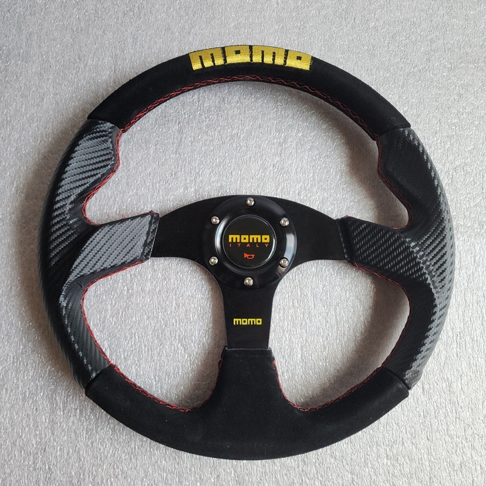 MOMO Black Suede Leather and Carbon Street Sport Steering Wheel 350mm BSLCYR