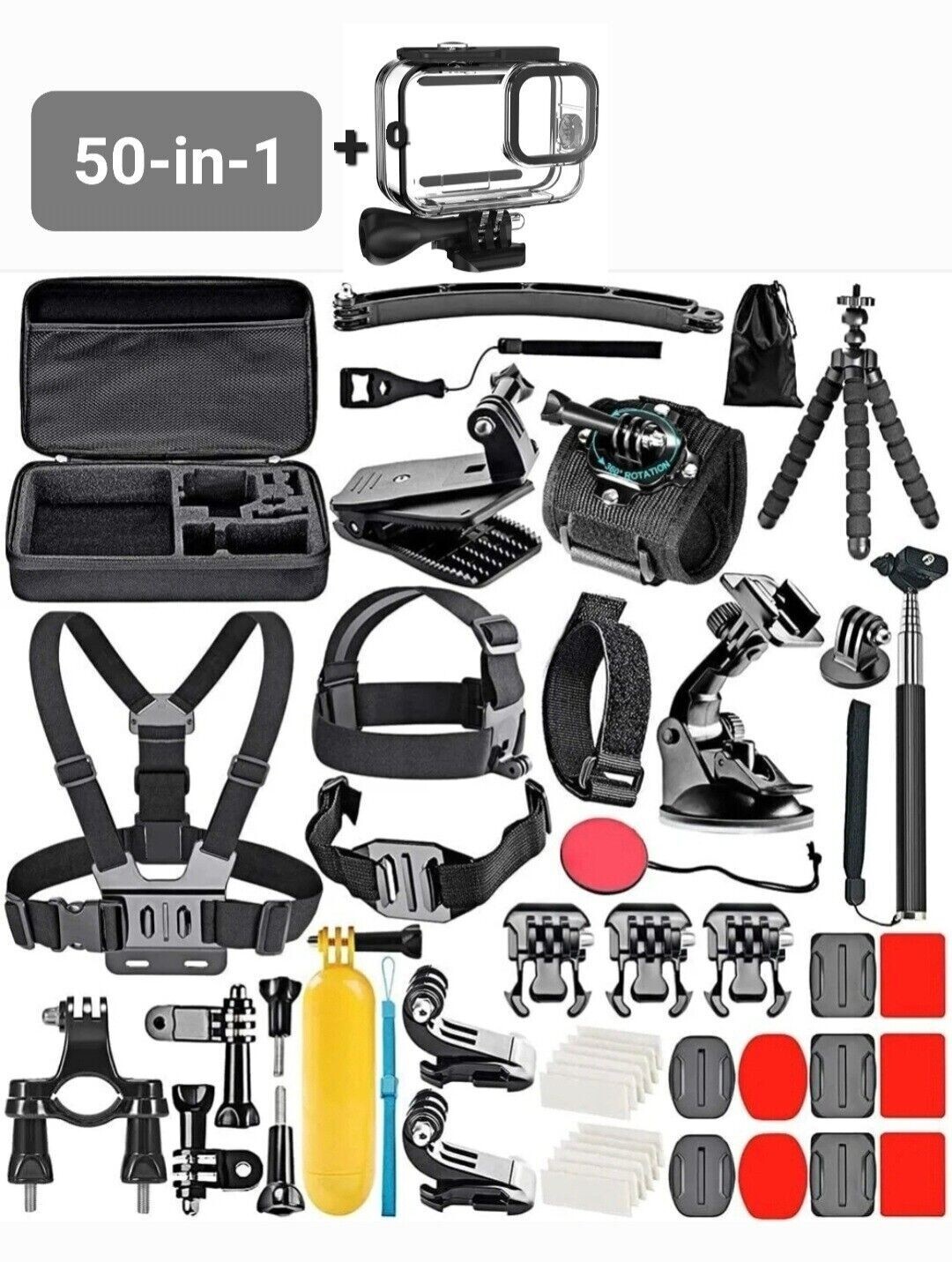 50 in 1 Accessory Kit For GoPro 13  12, 11 10 9  DURABLE  Kit Bundle Bike Chest