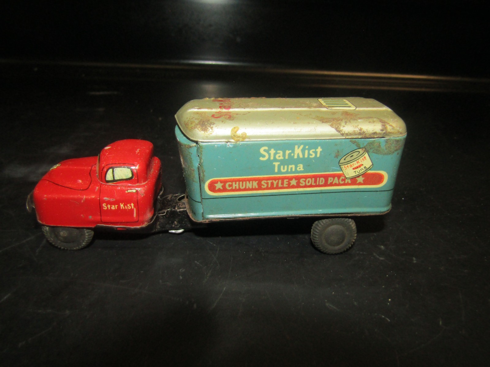 VINTAGE STAR-KIST TUNA TIN FRICTION TOY TRUCK AND TRAILER VINTAGE STAR-KIST TUNA TIN FRICTION TOY TRUCK AND TRAILER