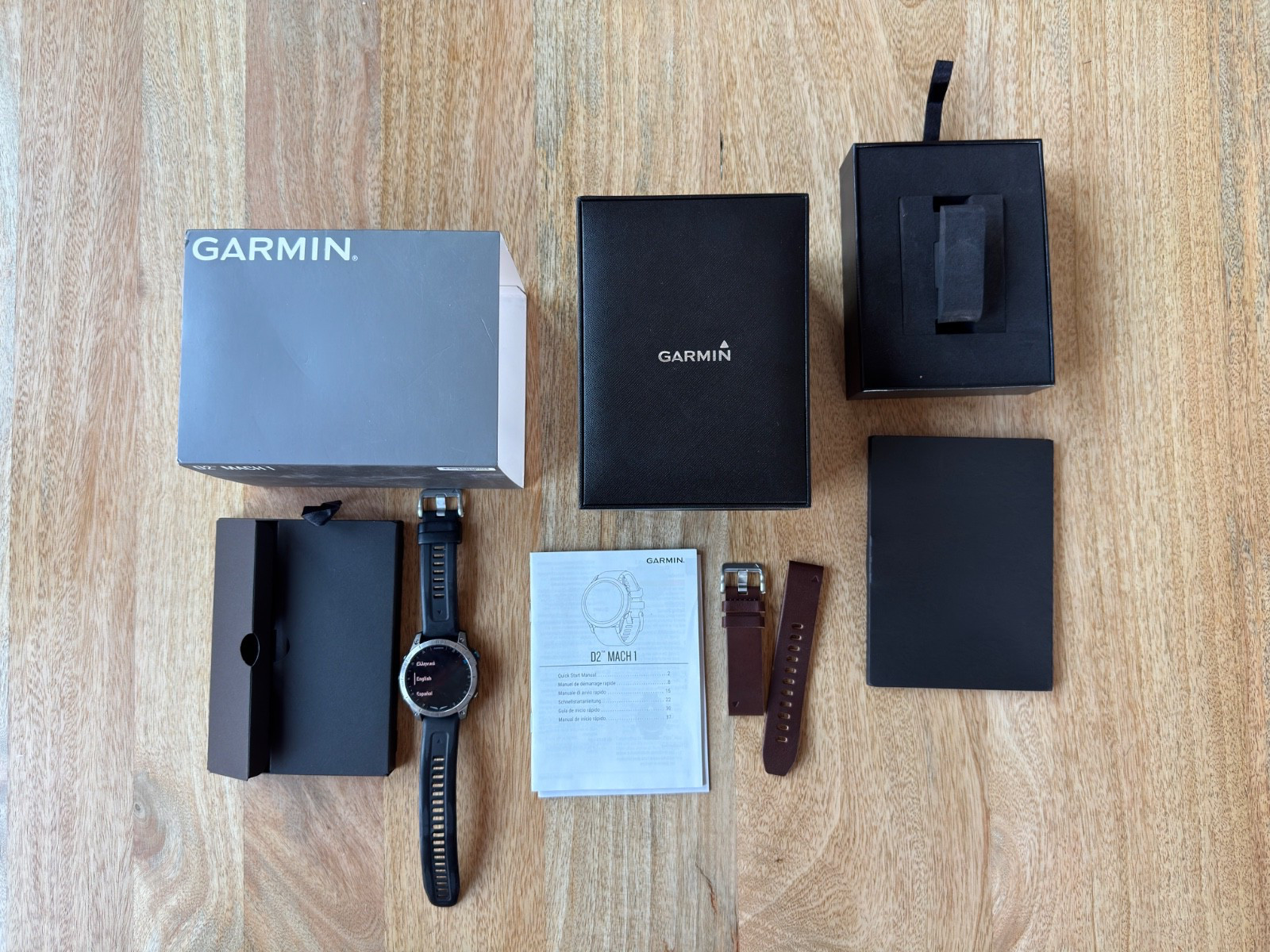 Garmin D2 Mach 1 Titanium GPS Aviation Watch Box Unused Leather Band No Charger