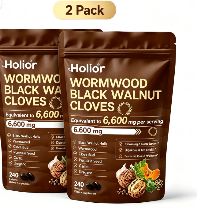2Pack Holior Wormwood Black Walnut Clove Herbal Supplement 240 Softgels