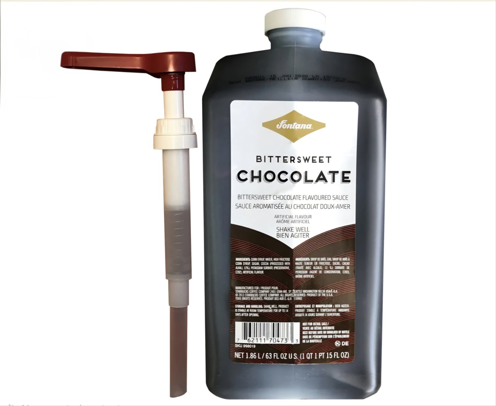 X 1 Starbucks Fontana Bittersweet Chocolate,63oz With Pump BB Nov 1, 2026