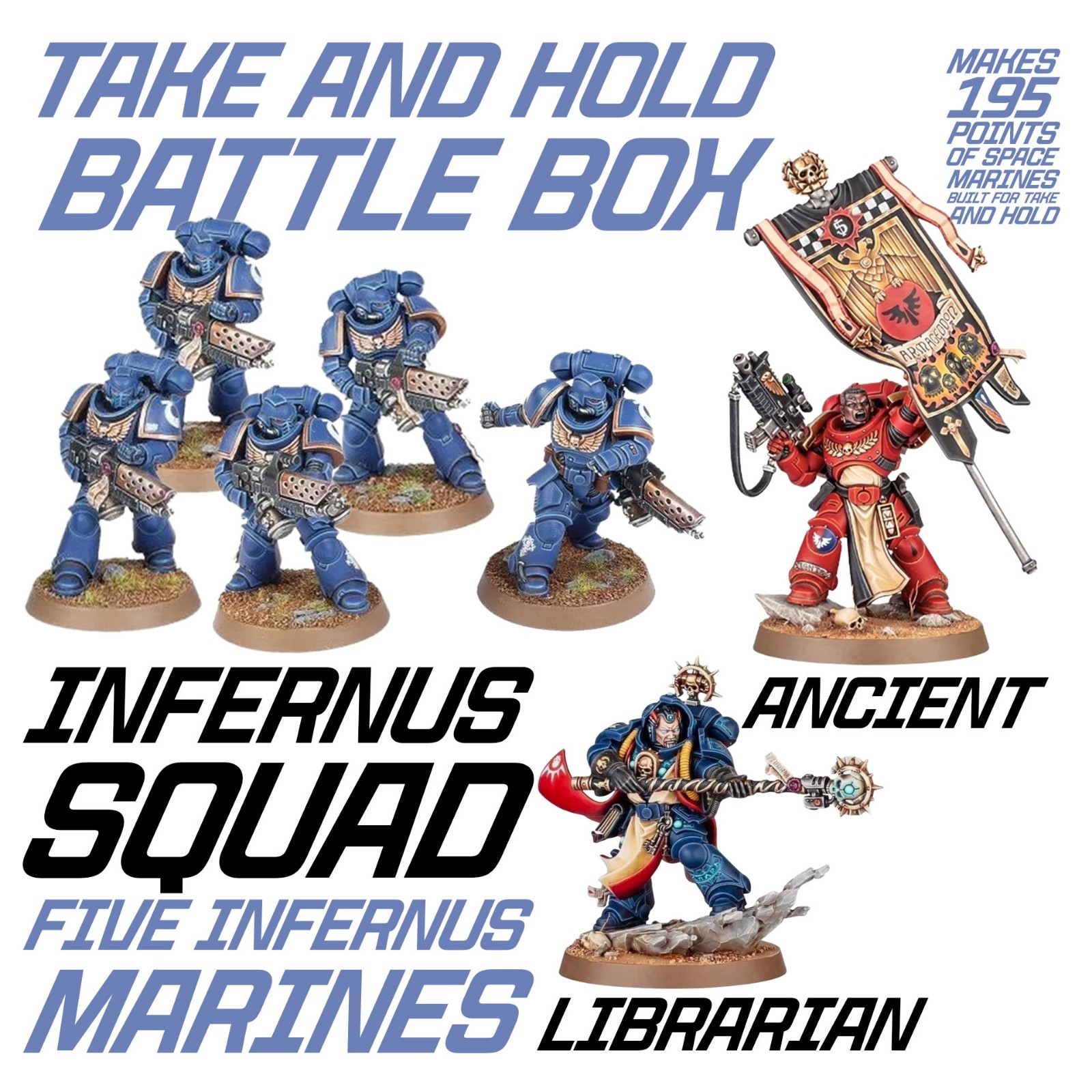 Warhammer 40K -Space Marine Infernus Squad x5 with Librarian and Ancient