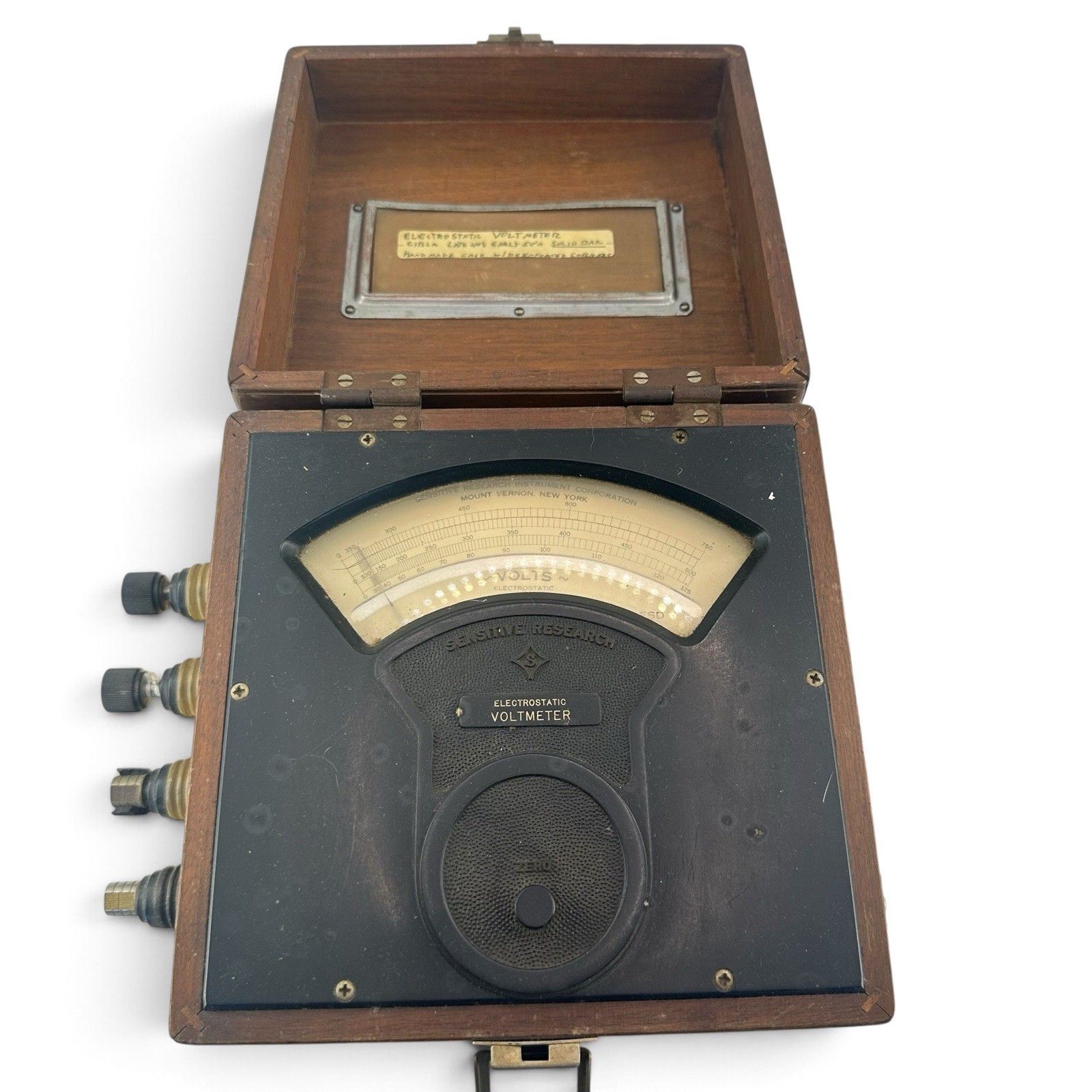 Vtg 1940s-50s Sensitive Research Instrument Corp Electrostatic Voltmeter Oak Box