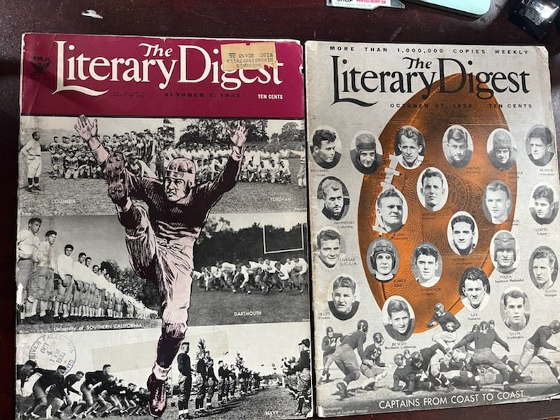 Vintage 1933 1934 Literary Digest magazine Lot of 2 College Football