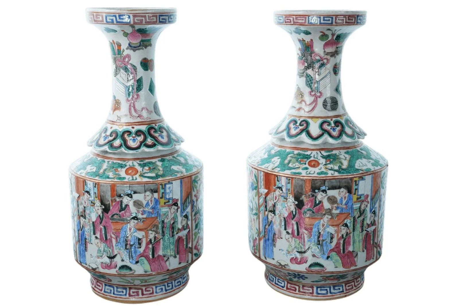 Antique Chinese Famille Rose Vases pair