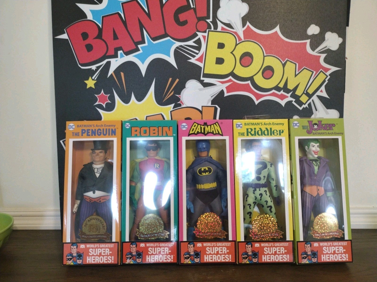 Mego 50th Anniversary World\'s Greatest Super-Heroes Batman Set Of 5. Mego 50th Anniversary World\'s Greatest Super-Heroes Batman Set Of 5.