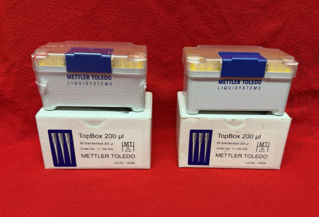 Two Boxes of Mettler Toledo 200uL, 96 Standard Tips in Case. Order-No 11 109 502 Two Boxes of Mettler Toledo 200uL, 96 Standard Tips in Case. Order-No 11 109 502