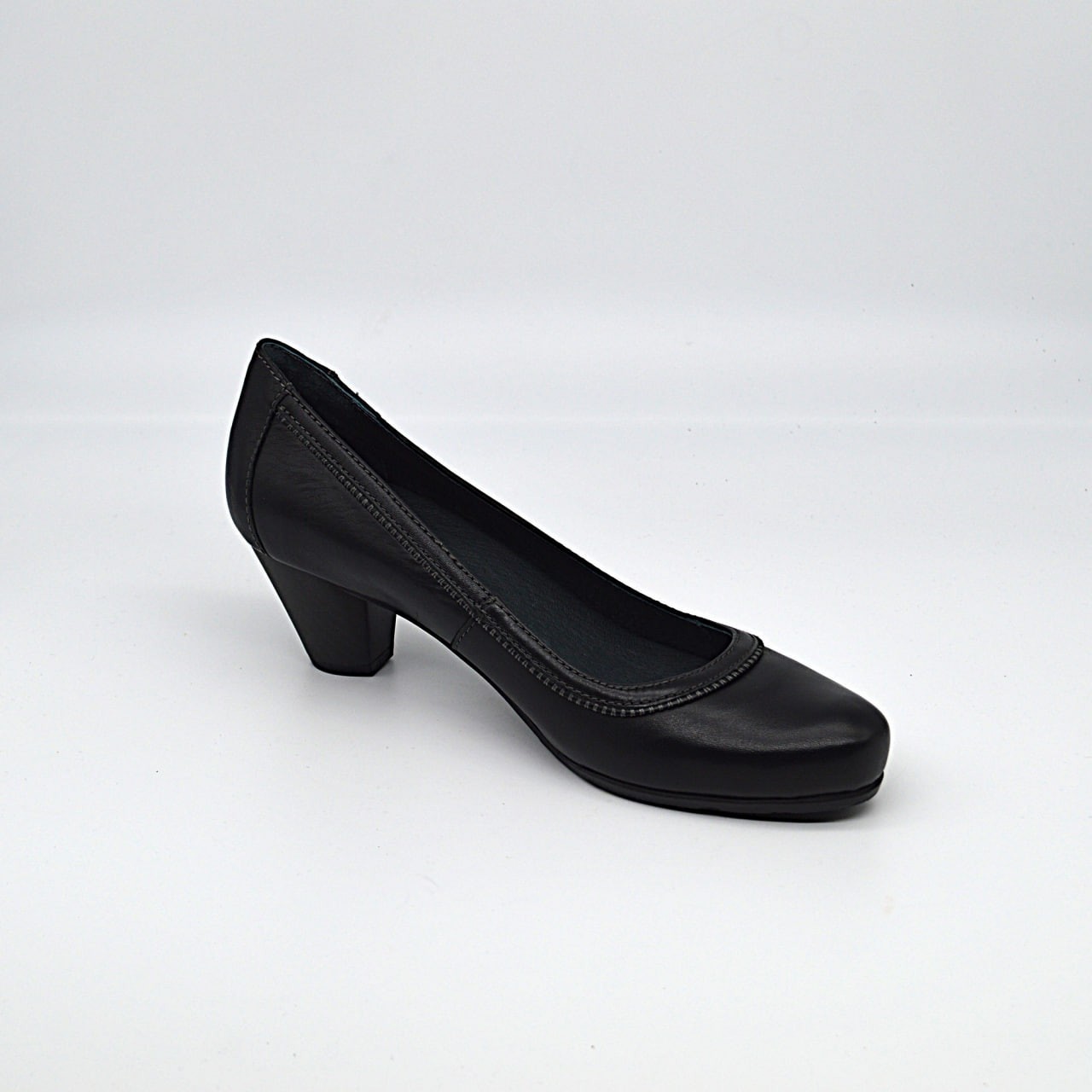 Pikolinos Black Leather Cut Out Pump Heel Shoes, Size 39