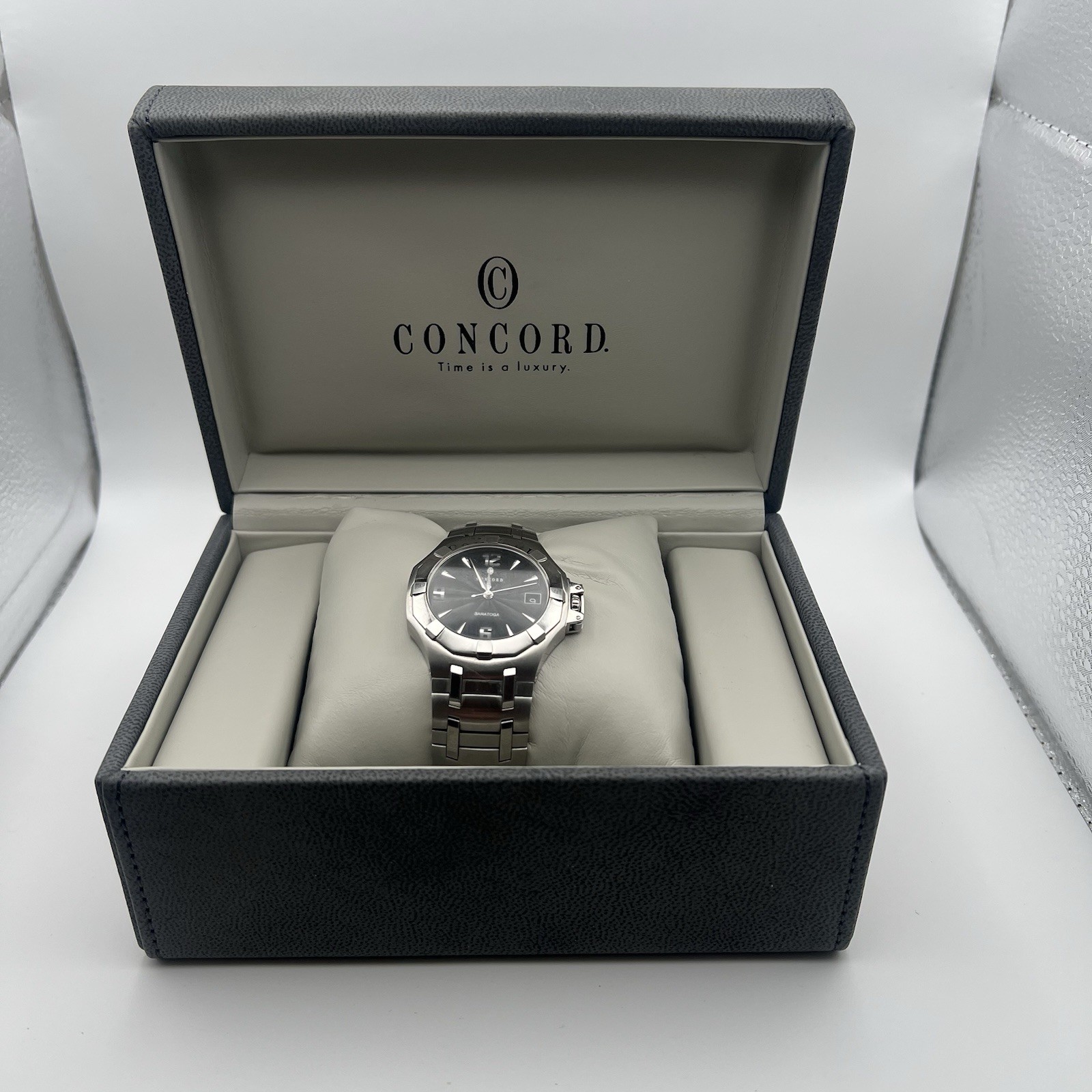 New Concord Saratoga Men\'s Stainless Steel White Dial Wrist Watch 14.C2.1894