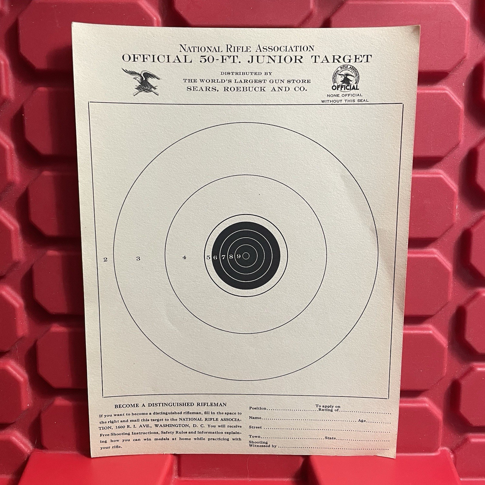 National Rifle Association Official 50 Ft Junior Target Sears Lot Of 5 Vtg 1950s