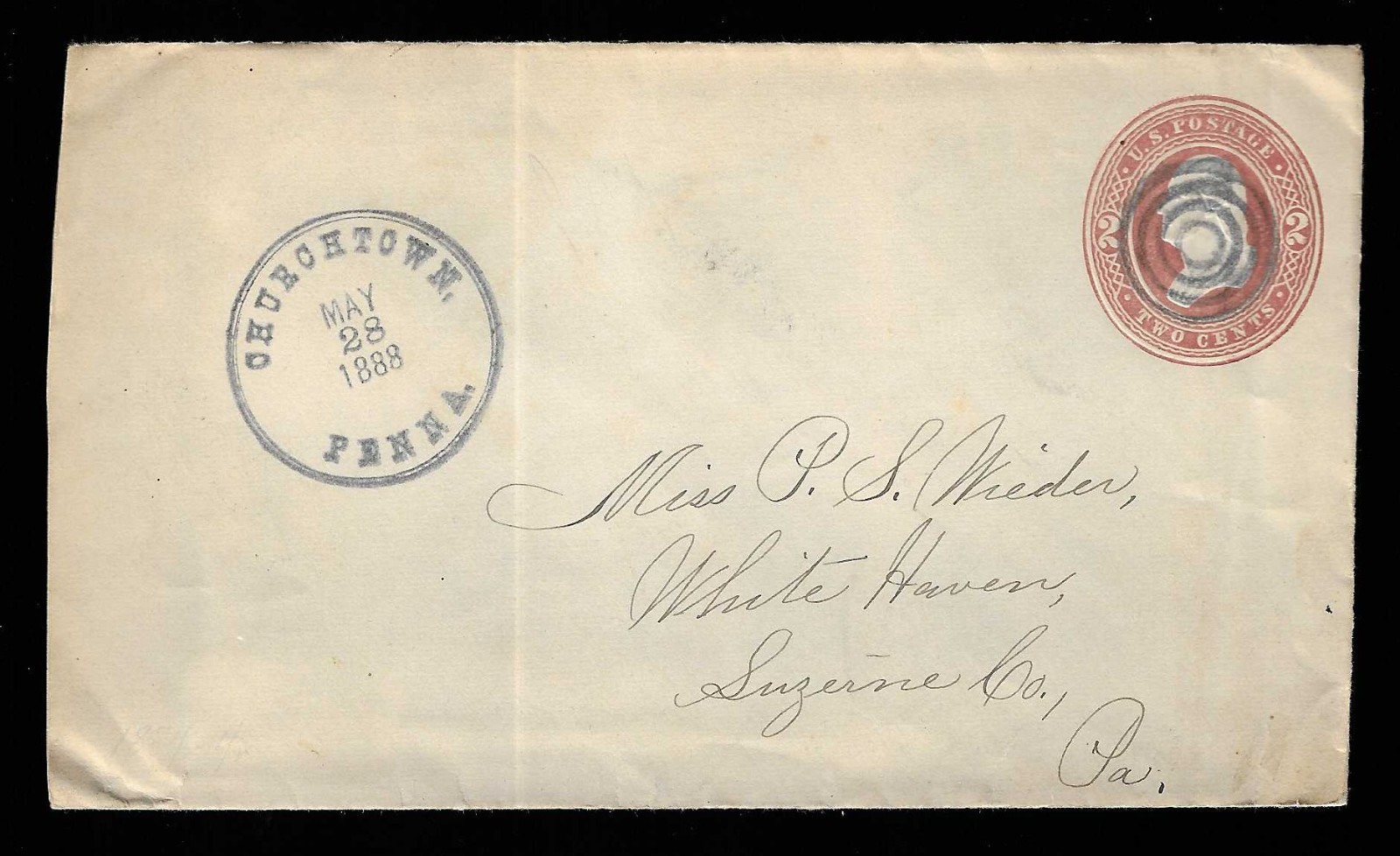 CHURCHTOWN, PA - 1888 Lancaster Co. DPO 1807-1973 Bold Double-Rim CDS